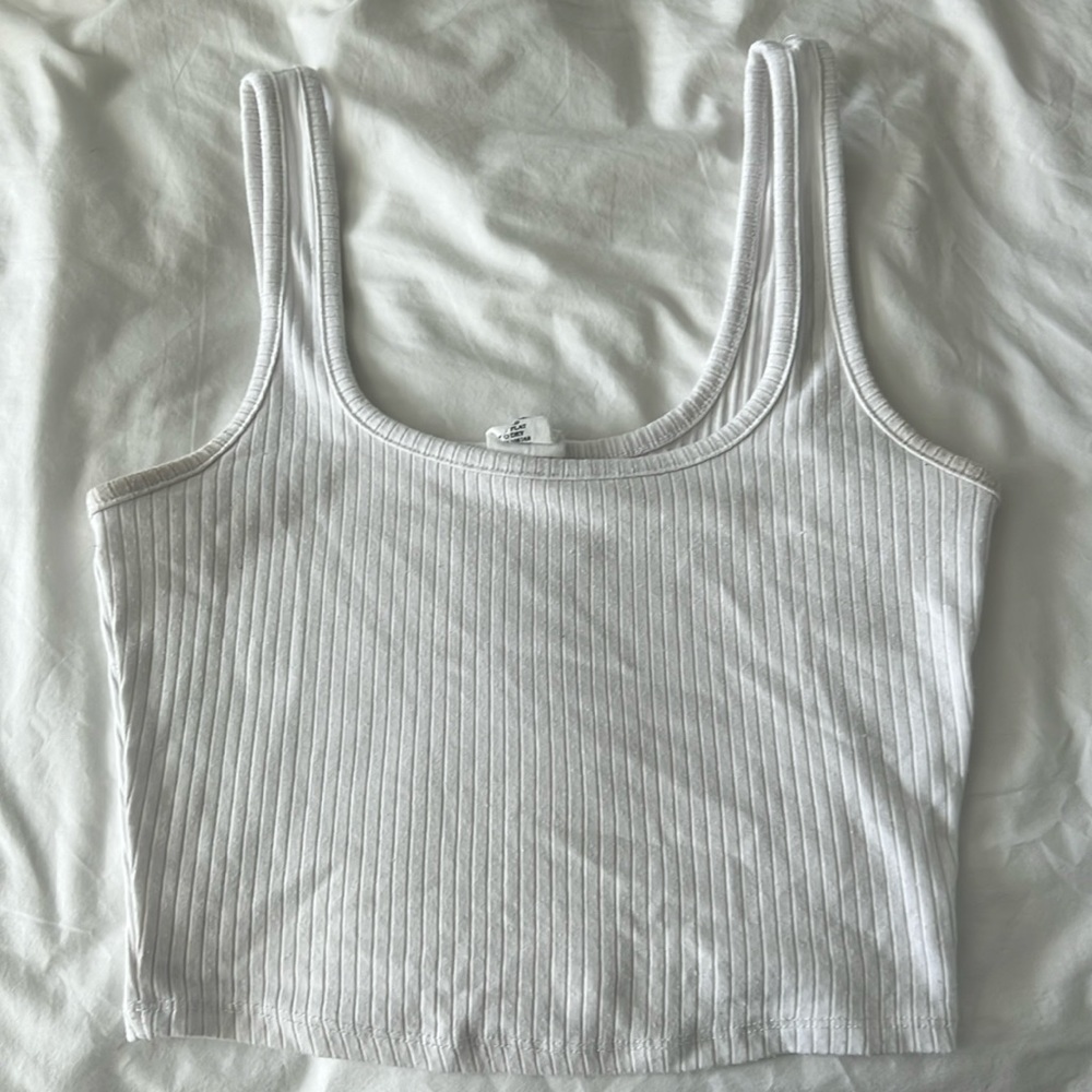 White Ribbed Tank Crop Top